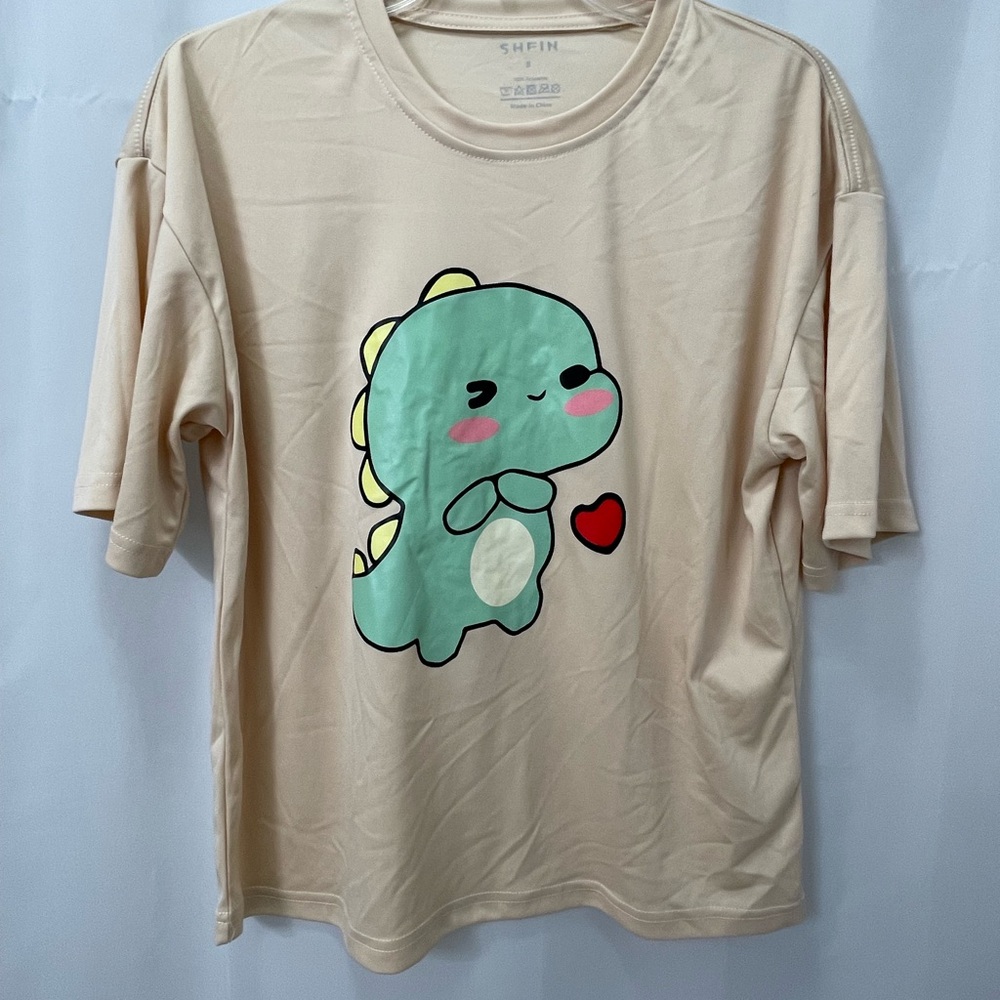 SHEIN Cream Dinosaur Tee